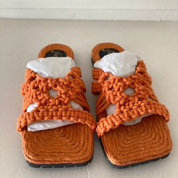 NWOT Free People Sandri Macrame Orange Woven Boho Sandals Sz 37.5 - Picture 4 of 7